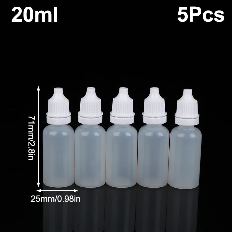 5Pcs 3/5/10/15/20/30/50/100ml Empty Plastic Dropper Bottle Paint Beauty Oil Ink Squeezable Refillable Bottle Cosmetics Storage
