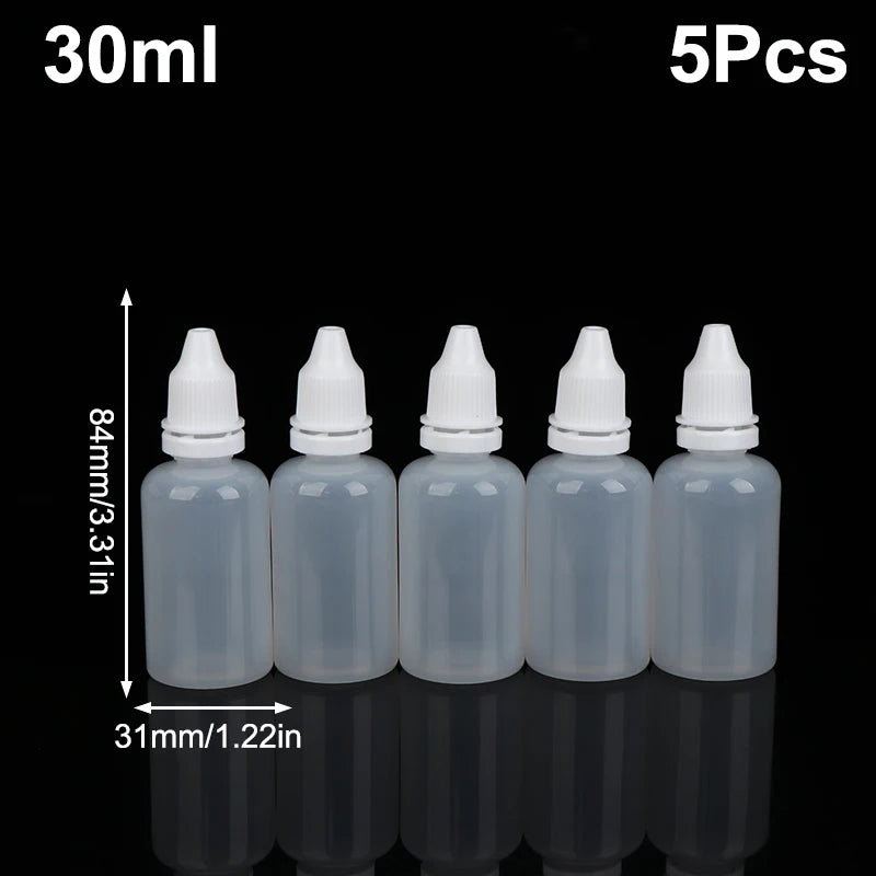 5Pcs 3/5/10/15/20/30/50/100ml Empty Plastic Dropper Bottle Paint Beauty Oil Ink Squeezable Refillable Bottle Cosmetics Storage