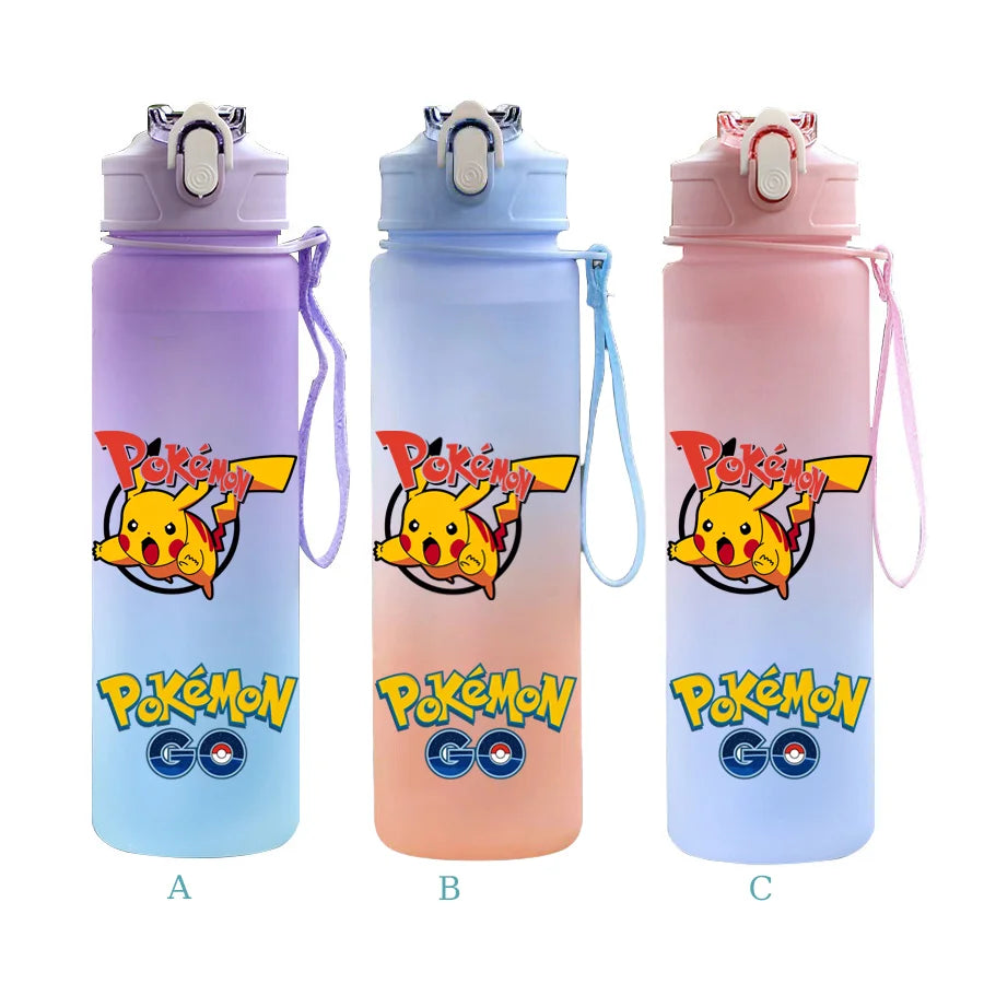 750ML Pokemon Gradient Color Plastic Drinking Bottle Water Bottle Hiking  Outdoor Large Capacit Portable Drink Bottles Cup