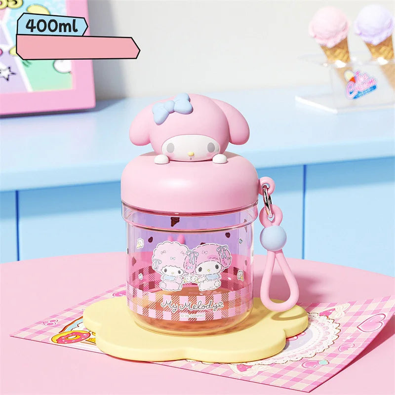 X&W Sanrio My Melody Kuromi 400ml Bisphenol A Leak Proof Bottle Portable Outdoor Travel Children's and Girls' Drinking Glass