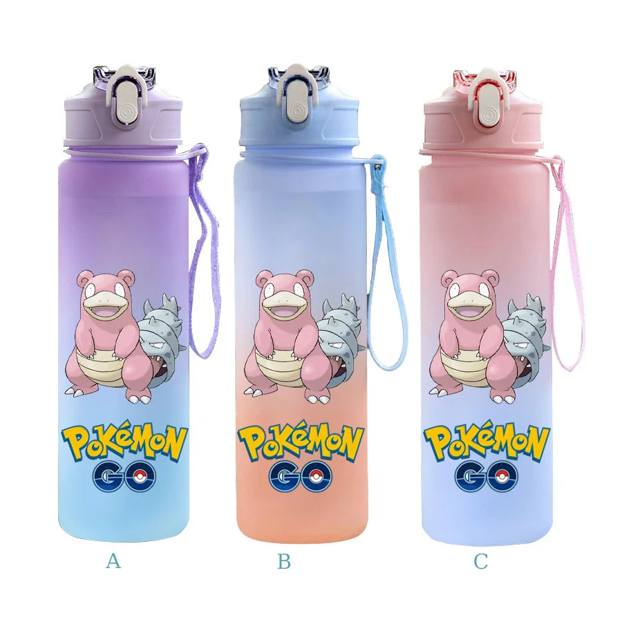 750ML Pokemon Gradient Color Plastic Drinking Bottle Water Bottle Hiking  Outdoor Large Capacit Portable Drink Bottles Cup