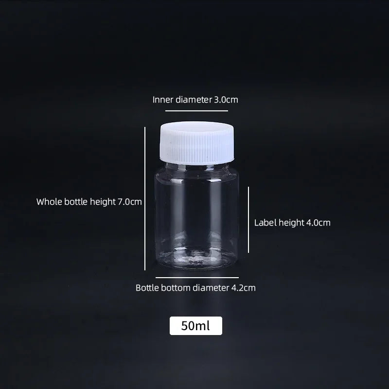 15ml/20ml/30ml/100ml Plastic PET Clear Empty Seal Bottles Solid Powder Medicine Pill Vial Container Reagent Packing Bottle