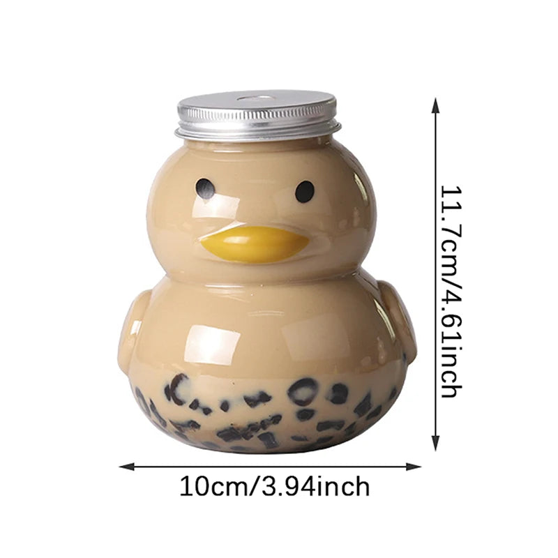 500ml Transparent Bottles Cute Duck Shape Disposable Drink Containers DIY Making Juice Milk Beverages Honey Candy Bottle