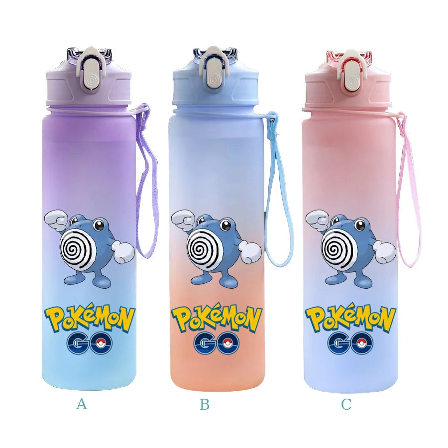 750ML Pokemon Gradient Color Plastic Drinking Bottle Water Bottle Hiking  Outdoor Large Capacit Portable Drink Bottles Cup