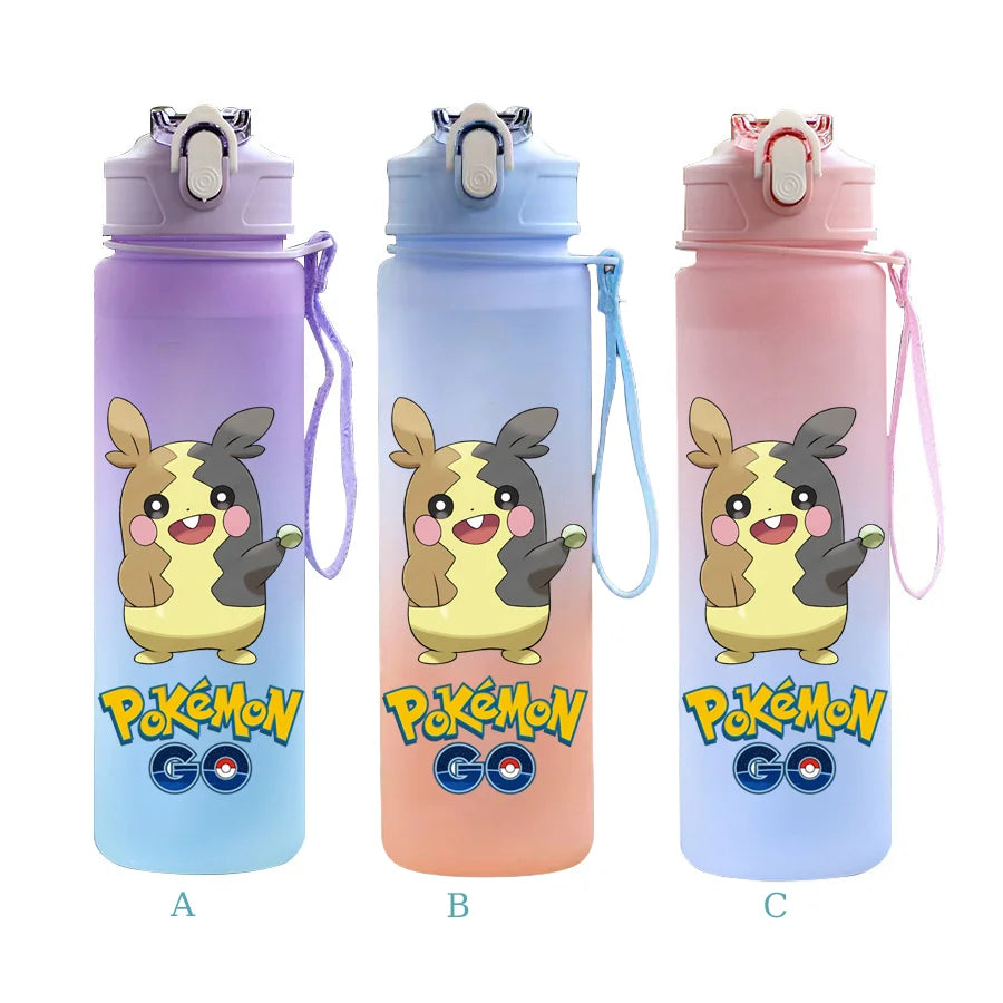 750ML Pokemon Gradient Color Plastic Drinking Bottle Water Bottle Hiking  Outdoor Large Capacit Portable Drink Bottles Cup